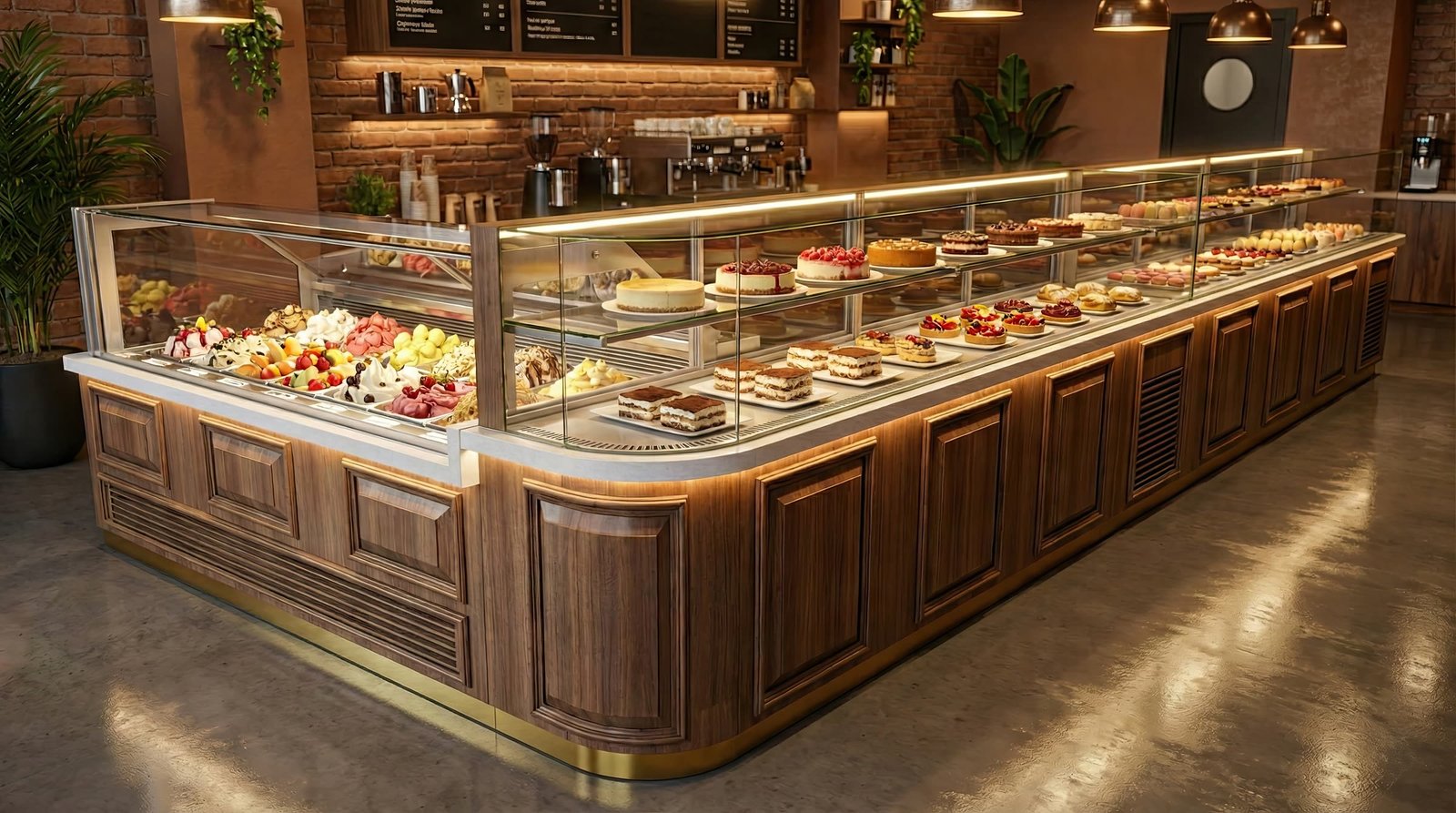 Cafe ürün teşhir bankosu ve servis alanı