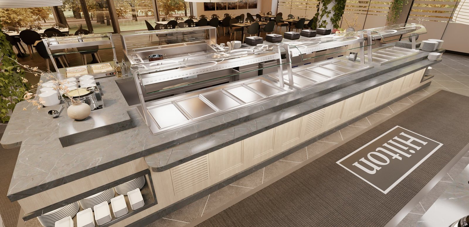 Otel açık büfe servis ekipmanlarının detaylı projesi