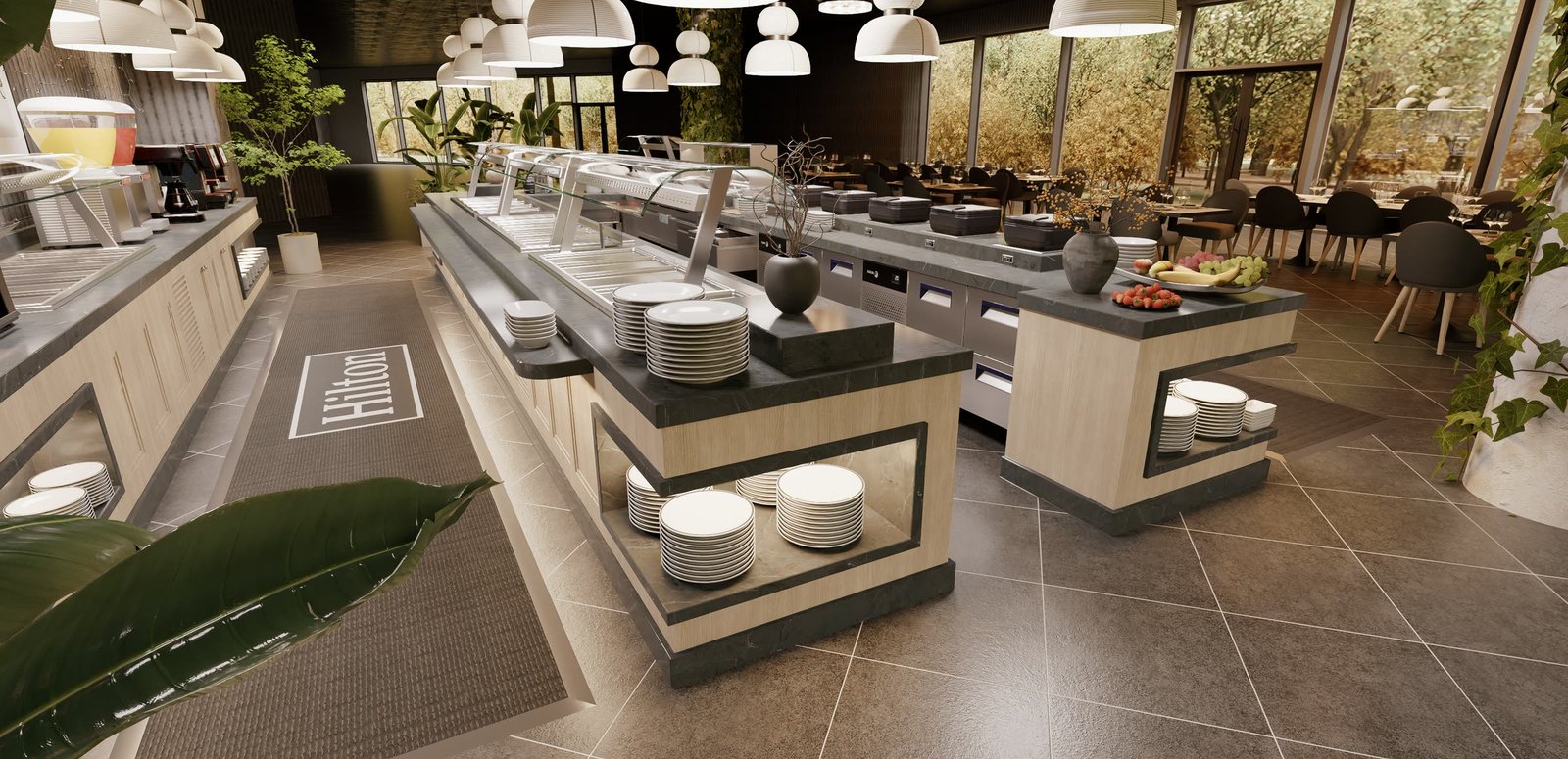 Otel açık büfe servis ve hazırlık alanı